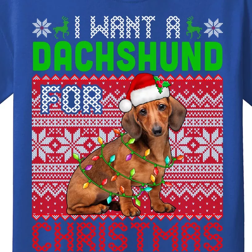 I Want A Dachshund For Christmas Santa Dog Lover Owner Gift Kids T-Shirt