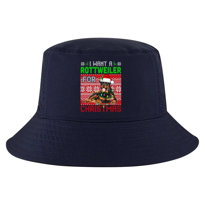 I Want A Rottweiler For Christmas Santa Dog Lover Owner Meaningful Gift Cool Comfort Performance Bucket Hat