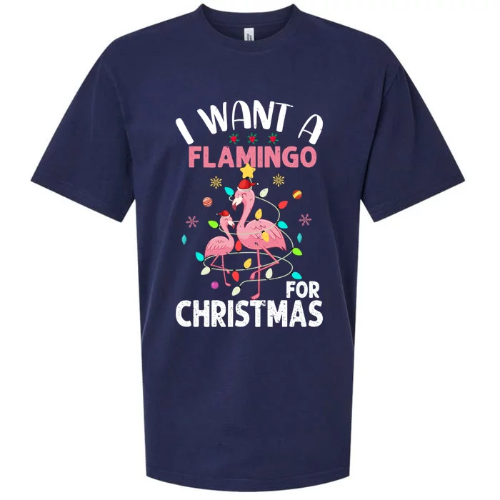 I Want A Flamingo For Christmas Gift Sueded Cloud Jersey T-Shirt