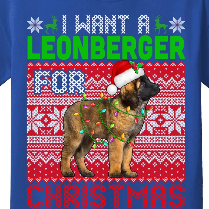 I Want A Leonberger For Christmas Santa Dog Lover Owner Gift Kids T-Shirt