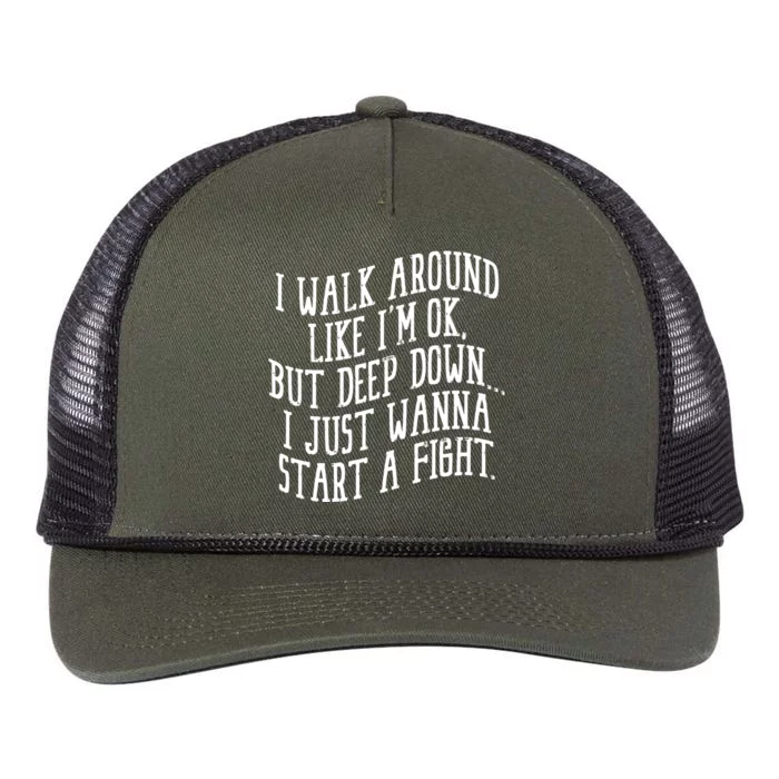 I Walk Around Like I'm Ok But Deep Down I Just Wanna Start Gift Retro Rope Trucker Hat Cap