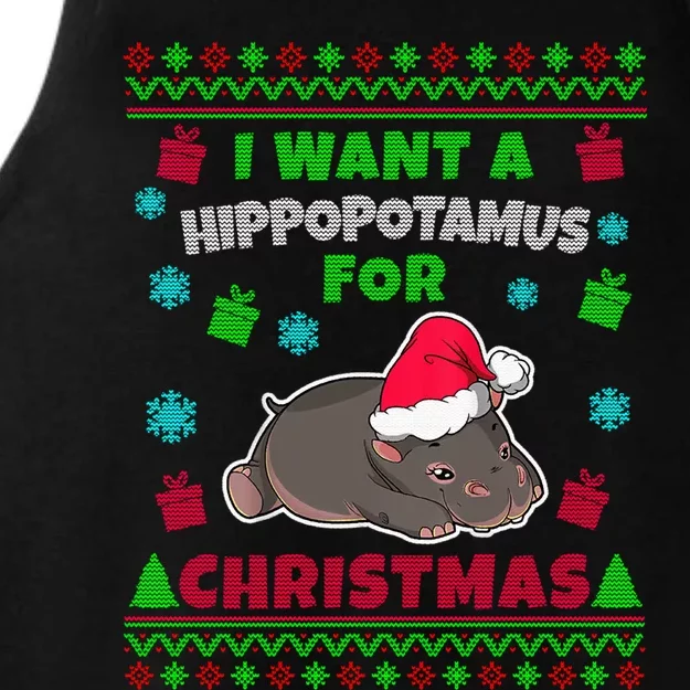 I Want A Hippopotamus For Christmas Xmas Hippo Ugly Sweater Gift Ladies Tri-Blend Wicking Tank