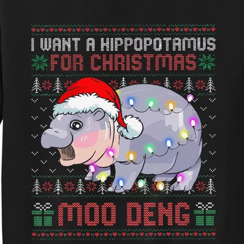 I Want A Hippopotamus For Christmas Moo Deng Baby Hippo Xmas Sweatshirt