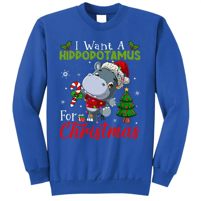 I Want A Hippopotamus For Christmas Hippo Candy Santa Tall Sweatshirt