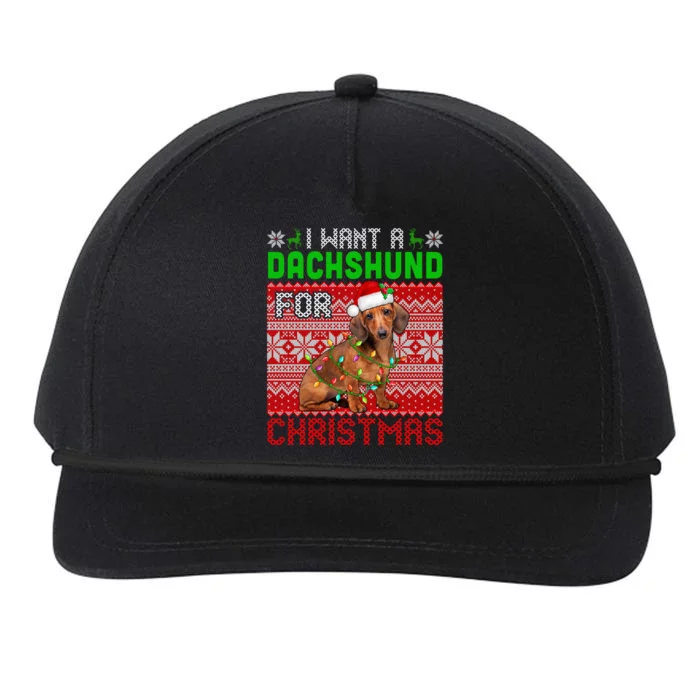 I Want A Dachshund For Christmas Santa Dog Lover Owner Cool Gift Snapback Five-Panel Rope Hat