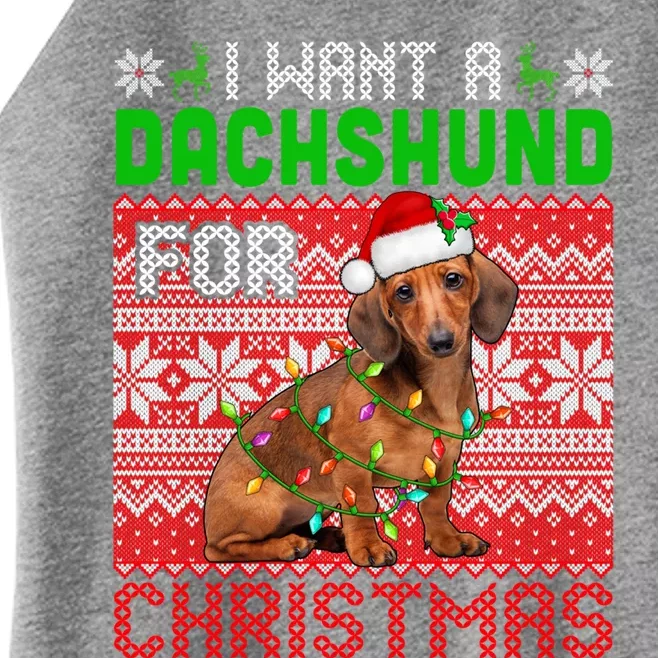 I Want A Dachshund For Christmas Santa Dog Lover Owner Cool Gift Women’s Perfect Tri Rocker Tank