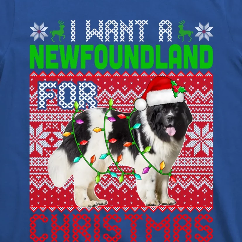 I Want A Newfoundland For Christmas Santa Dog Lover Owner Gift T-Shirt