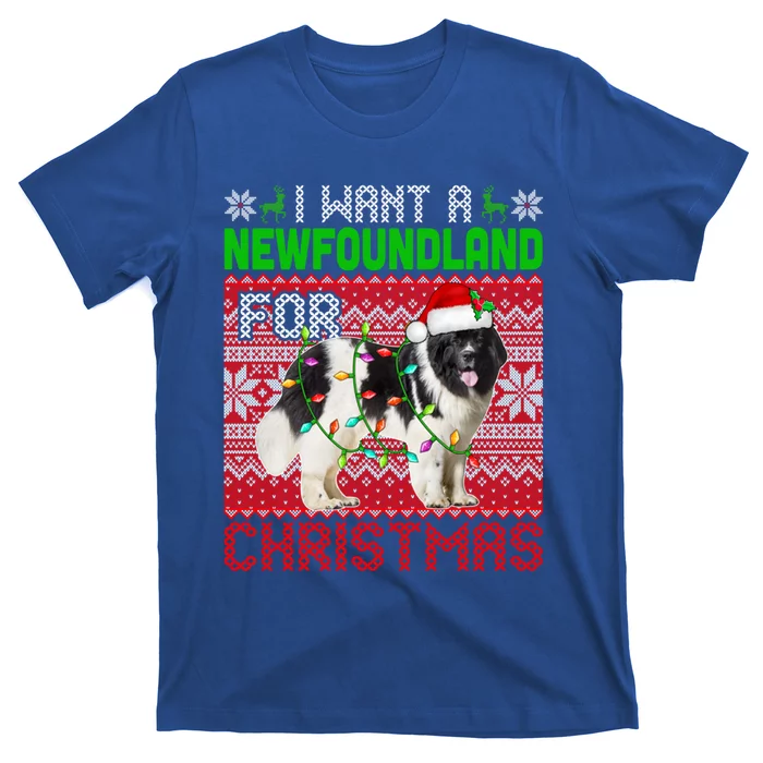 I Want A Newfoundland For Christmas Santa Dog Lover Owner Gift T-Shirt