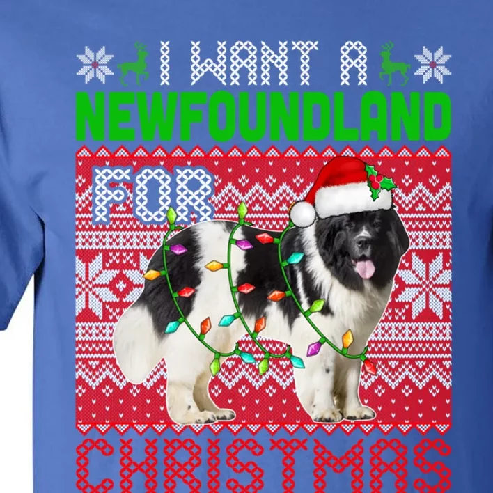 I Want A Newfoundland For Christmas Santa Dog Lover Owner Gift Tall T-Shirt