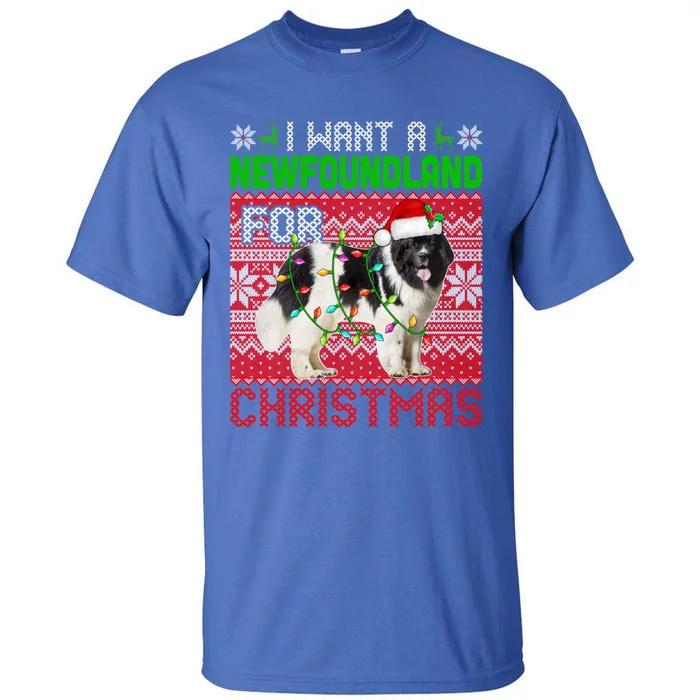 I Want A Newfoundland For Christmas Santa Dog Lover Owner Gift Tall T-Shirt