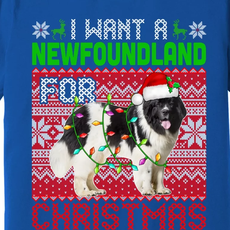 I Want A Newfoundland For Christmas Santa Dog Lover Owner Gift Premium T-Shirt