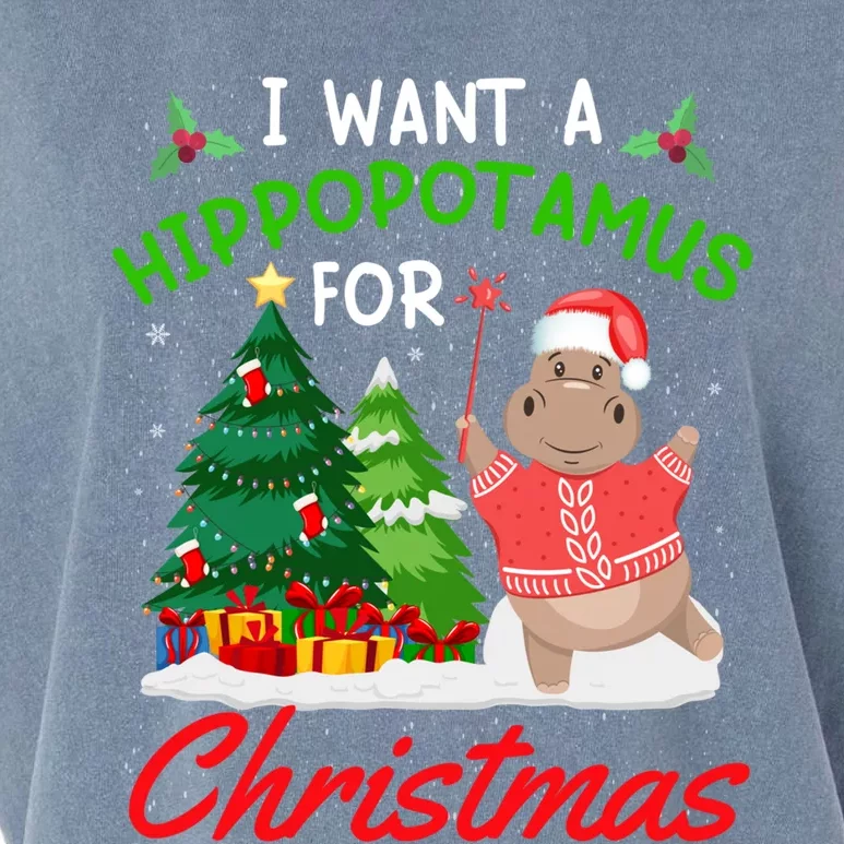 I Want A Hippopotamus For Christmas For Xmas Hippo Meaningful Gift Garment-Dyed Women's Muscle Tee