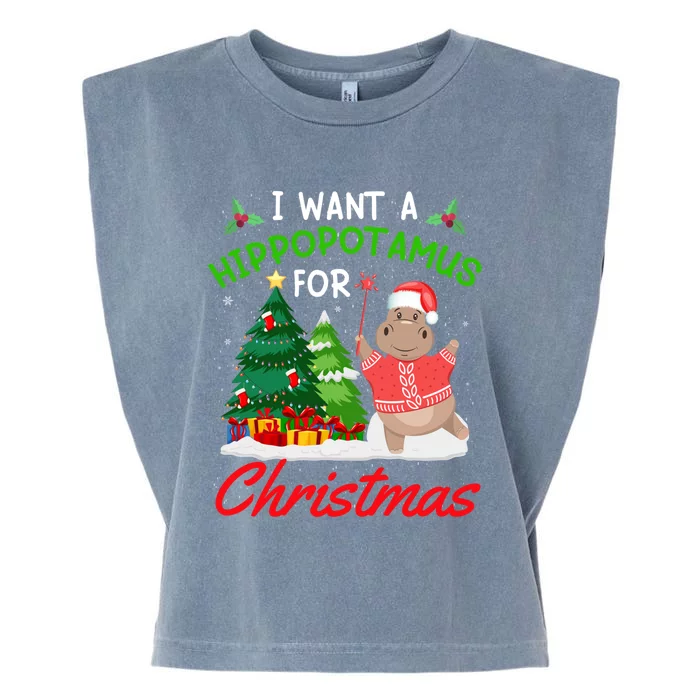 I Want A Hippopotamus For Christmas For Xmas Hippo Meaningful Gift Garment-Dyed Women's Muscle Tee