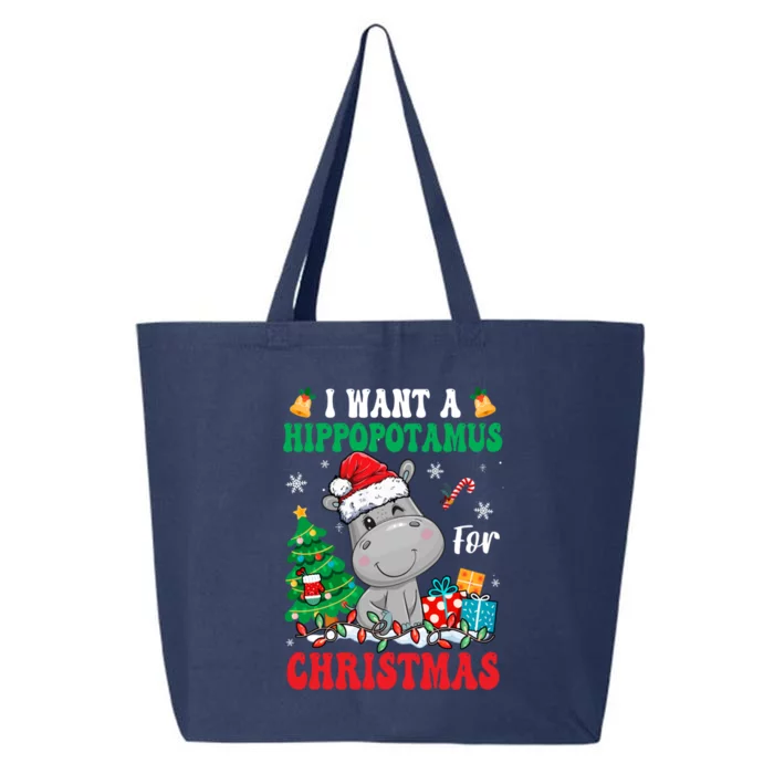 I Want A Hippopotamus For Christmas Lights Santa Hippo Xmas Gift 25L Jumbo Tote