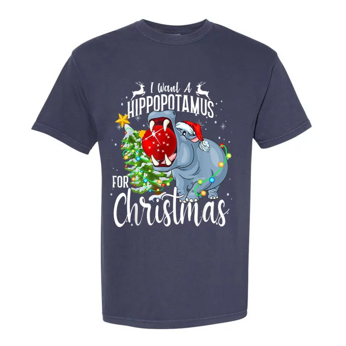 I Want A Hippopotamus For Christmas Xmas Hippo Cute Gift Garment-Dyed Heavyweight T-Shirt