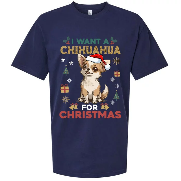 I Want A Chihuahua For Christmas Cute Dog Lover Pajama Xmas Gift Sueded Cloud Jersey T-Shirt