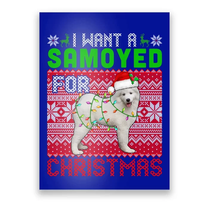 I Want A Samoyed For Christmas Santa Dog Lover Owner Cool Gift Poster