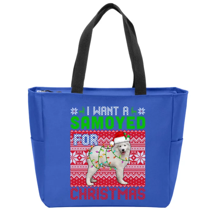 I Want A Samoyed For Christmas Santa Dog Lover Owner Cool Gift Zip Tote Bag