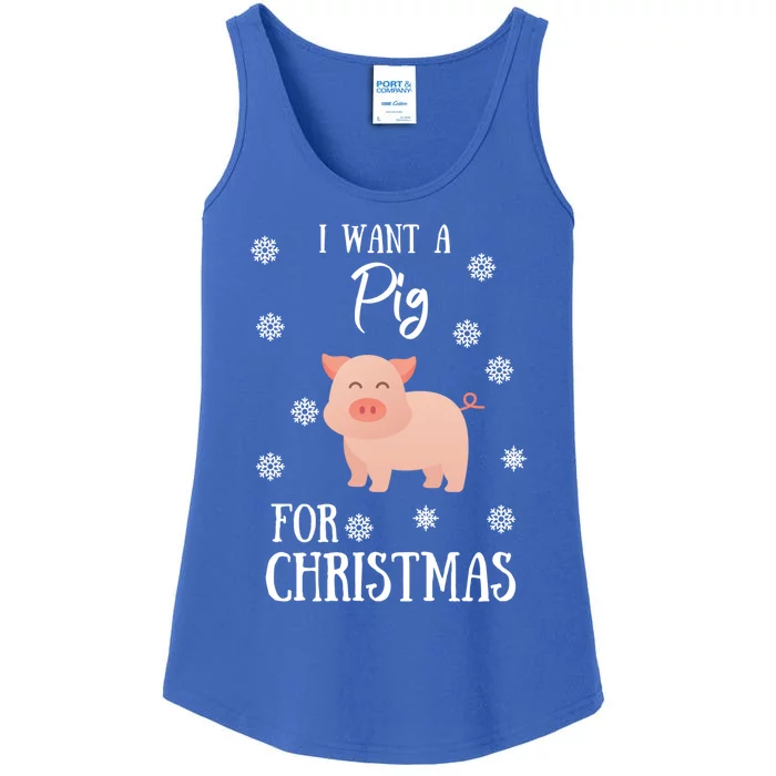 I Want A Pig For Christmas Pig Mom Gift Ladies Essential Tank