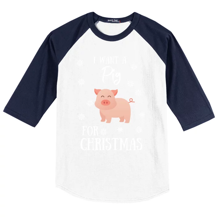 I Want A Pig For Christmas Pig Mom Gift Baseball Sleeve Shirt