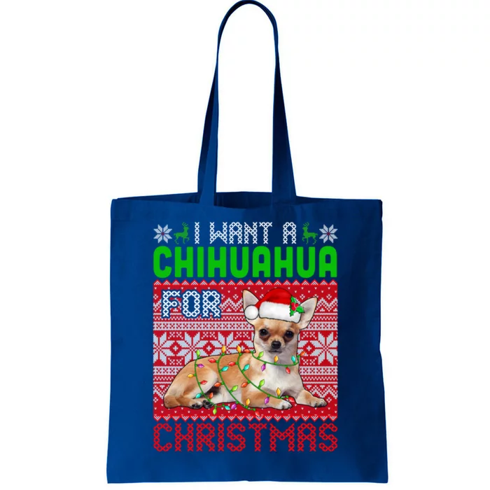 I Want A Chihuahua For Christmas Santa Dog Lover Owner Gift Tote Bag