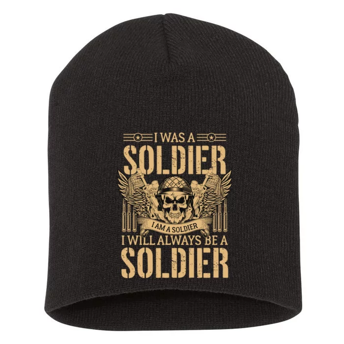 I Was A Solder Veteran T Short Acrylic Beanie