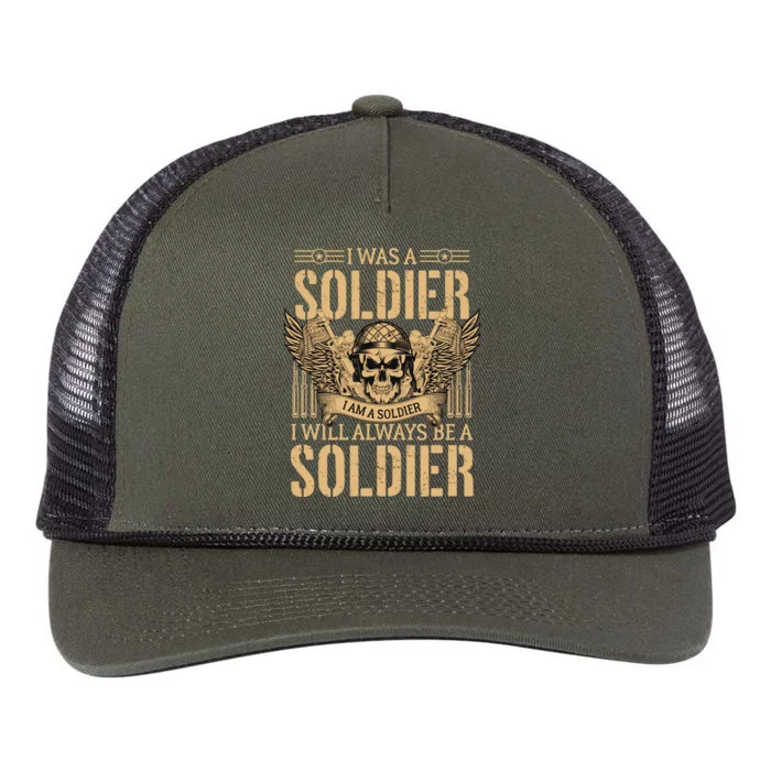 I Was A Solder Veteran T Retro Rope Trucker Hat Cap