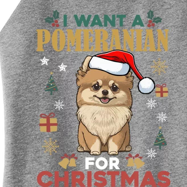 I Want A Pomeranian For Christmas Cute Dog Lover Xmas Pajama Gift Women’s Perfect Tri Rocker Tank