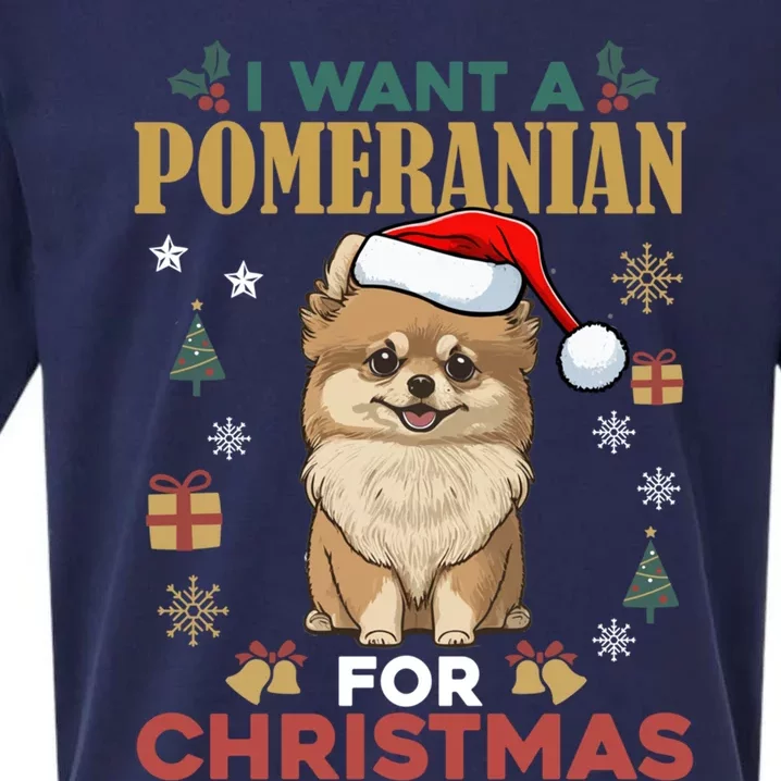 I Want A Pomeranian For Christmas Cute Dog Lover Xmas Pajama Gift Sueded Cloud Jersey T-Shirt