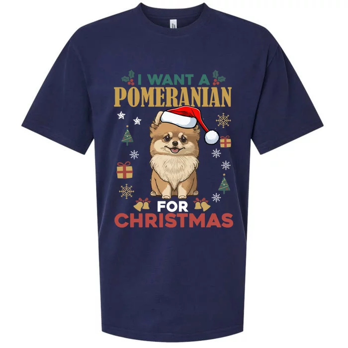 I Want A Pomeranian For Christmas Cute Dog Lover Xmas Pajama Gift Sueded Cloud Jersey T-Shirt