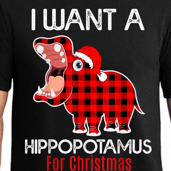 I Want A Hippopotamus For Christmas Plaid Hippo Pajamas Xmas Gift Pajama Set