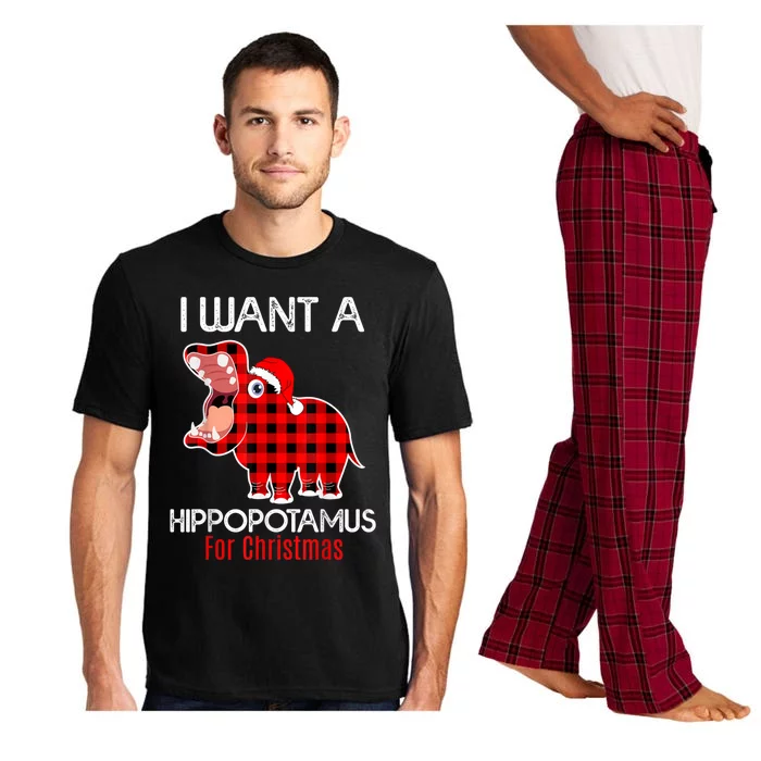 I Want A Hippopotamus For Christmas Plaid Hippo Pajamas Xmas Gift Pajama Set