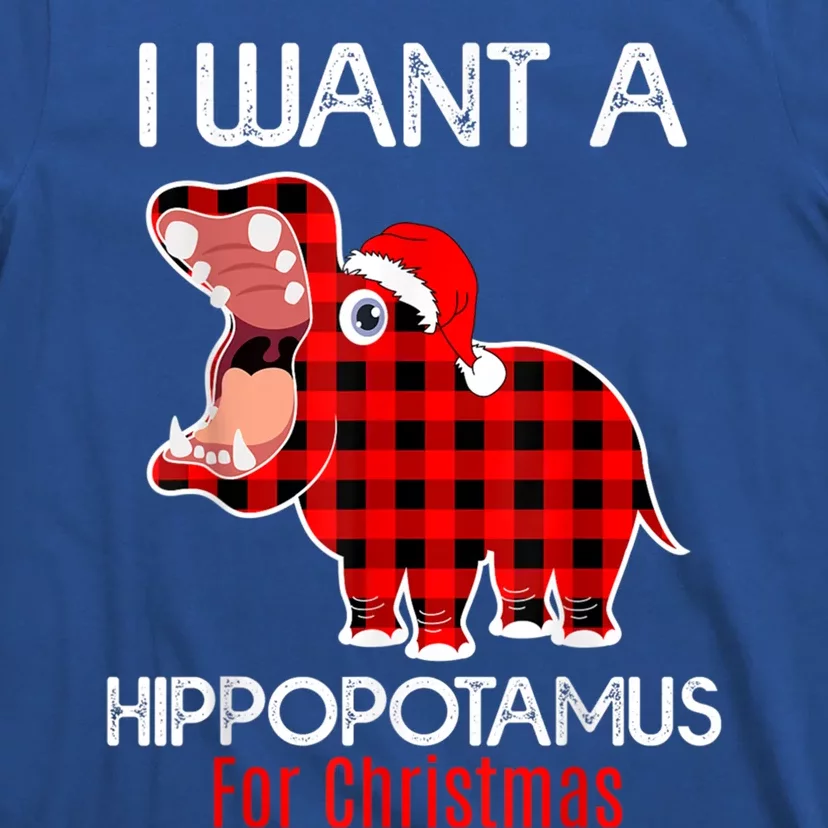 I Want A Hippopotamus For Christmas Plaid Hippo Pajamas Xmas Gift T-Shirt