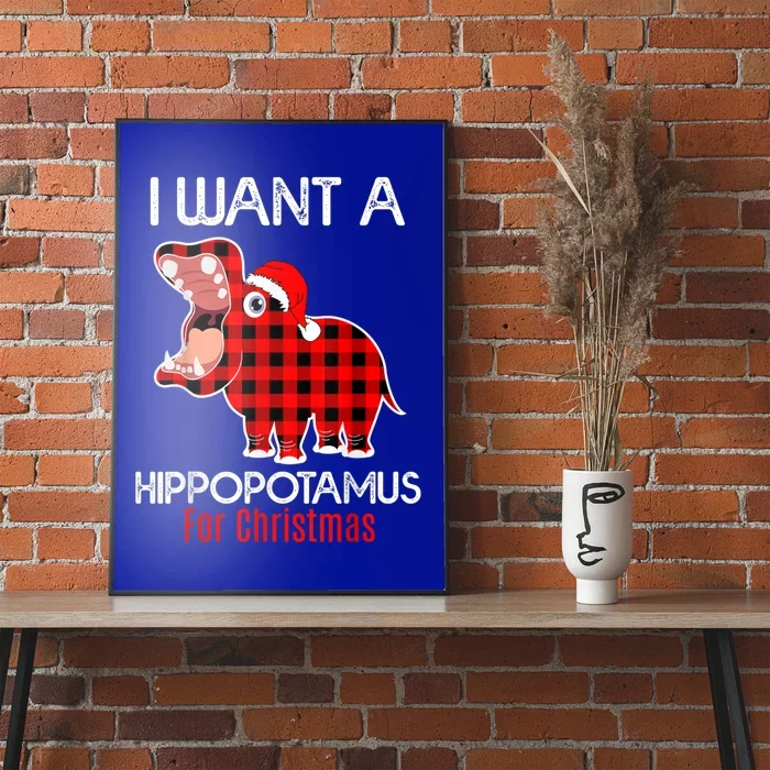 I Want A Hippopotamus For Christmas Plaid Hippo Pajamas Xmas Gift Poster