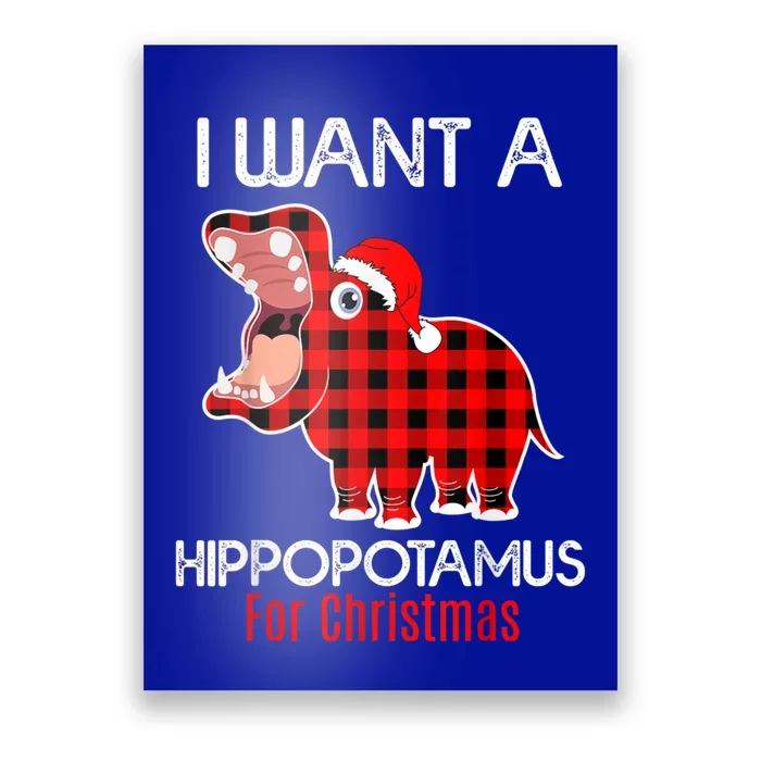 I Want A Hippopotamus For Christmas Plaid Hippo Pajamas Xmas Gift Poster