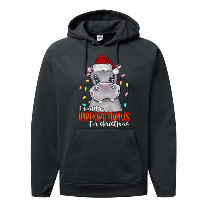 I Want A Hippopotamus For Christmas Family Hippo Christmas Performance Fleece Hoodie