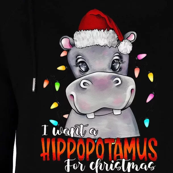 I Want A Hippopotamus For Christmas Family Hippo Christmas Womens Funnel Neck Pullover Hood