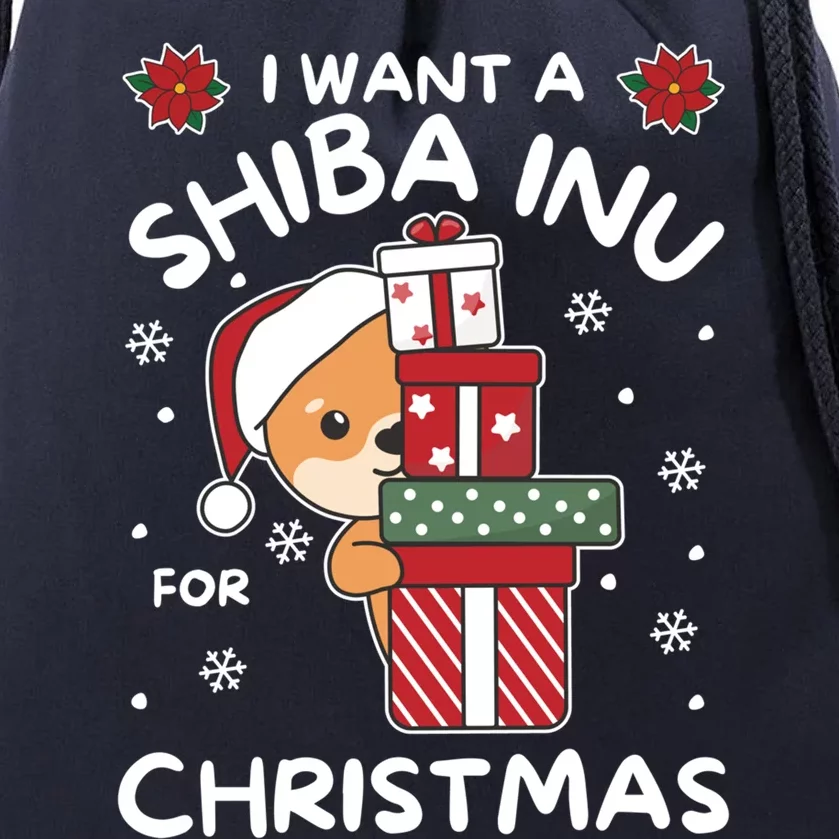 I Want A Shiba Inu For Christmas Cute Dogs Gift Drawstring Bag