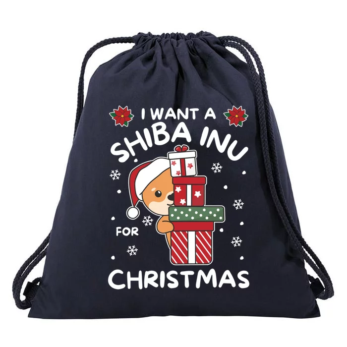 I Want A Shiba Inu For Christmas Cute Dogs Gift Drawstring Bag