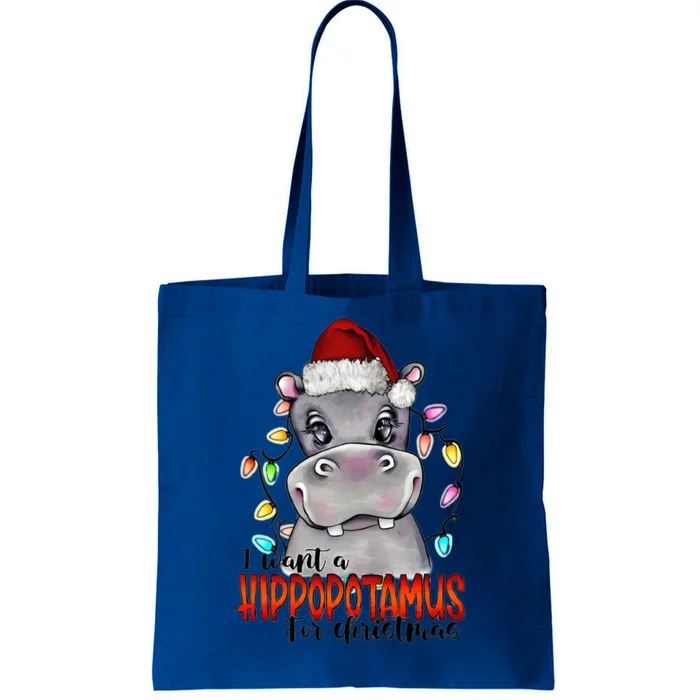 I Want A Hippopotamus For Christmas Hippo Merry Xmas Animal Gift Tote Bag