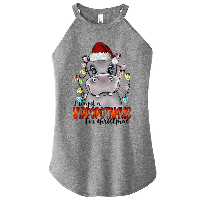 I Want A Hippopotamus For Christmas Hippo Merry Xmas Animal Gift Women’s Perfect Tri Rocker Tank