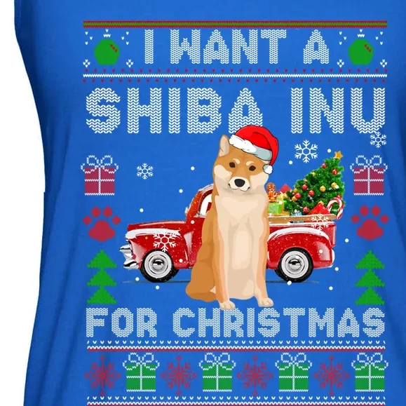 I Want A Shiba Inu For Christmas Ugly Sweater Dog Xmasoutfit Gift Ladies Essential Flowy Tank