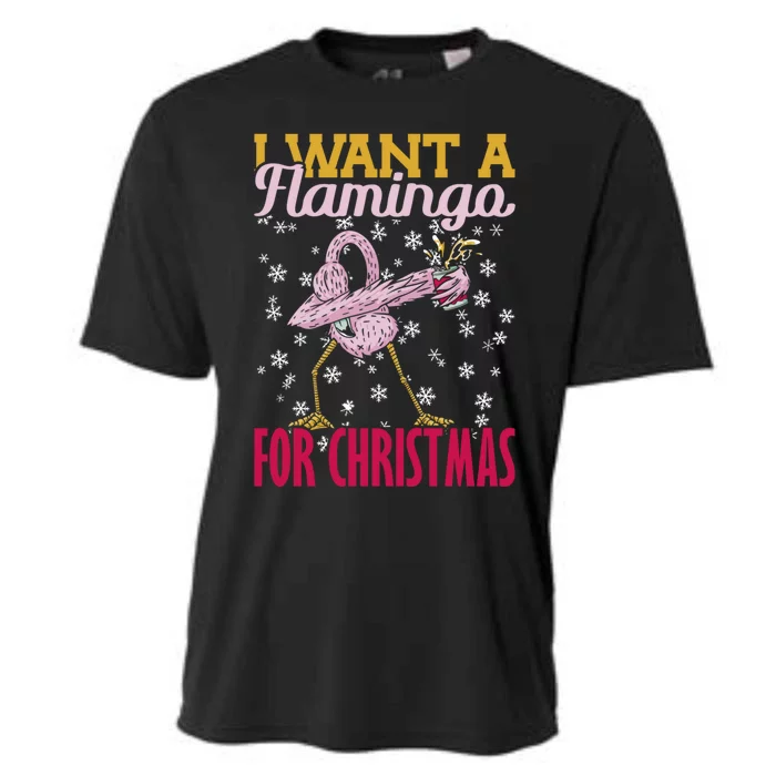 I Want A Flamingo For Christmas Christmas Light Cute Gift Cooling Performance Crew T-Shirt