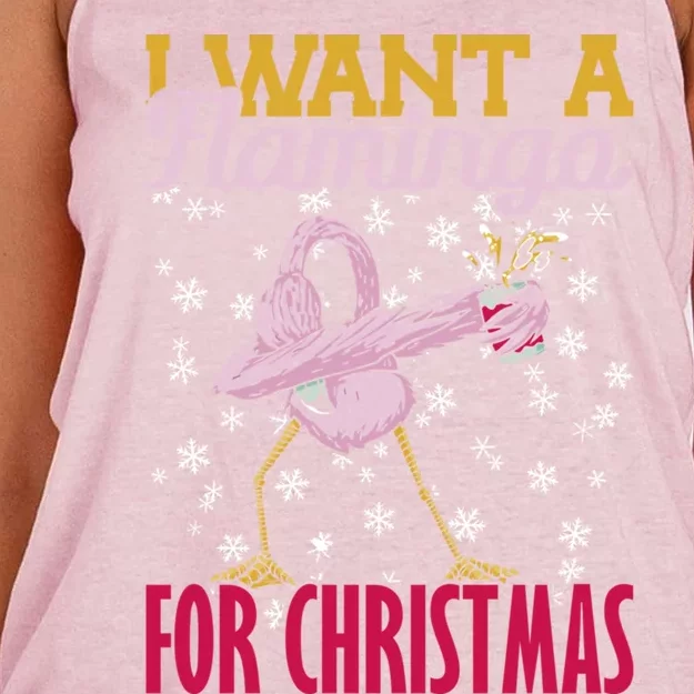 I Want A Flamingo For Christmas Christmas Light Cute Gift Women's Knotted Racerback Tank