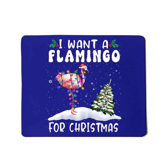 I Want A Flamingo For Christmas Santa Hat Funny Xmas Gift Mousepad