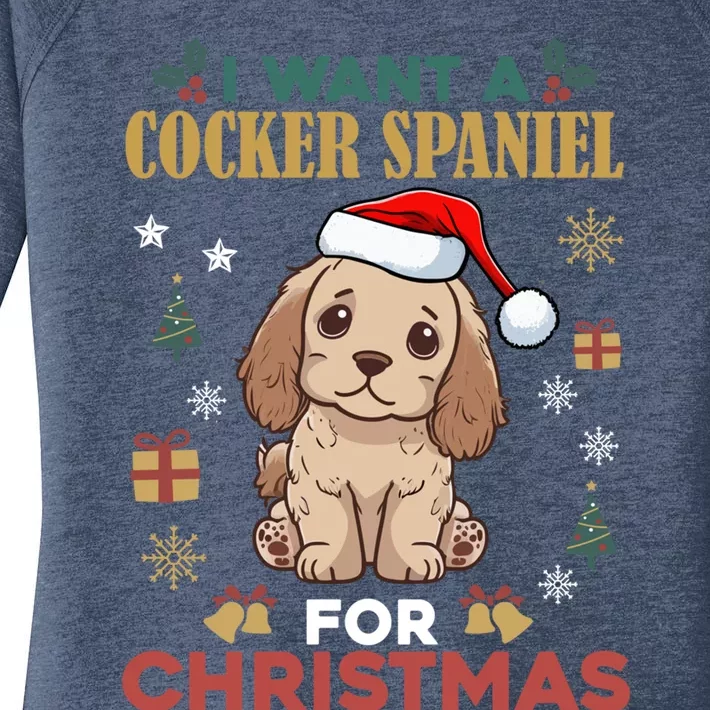 I Want A Cocker Spaniel For Christmas Cute Dog Lover Pajama Great Gift Women's Perfect Tri Tunic Long Sleeve Shirt