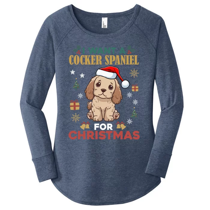 I Want A Cocker Spaniel For Christmas Cute Dog Lover Pajama Great Gift Women's Perfect Tri Tunic Long Sleeve Shirt