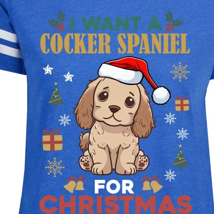 I Want A Cocker Spaniel For Christmas Cute Dog Lover Pajama Great Gift Enza Ladies Jersey Football T-Shirt