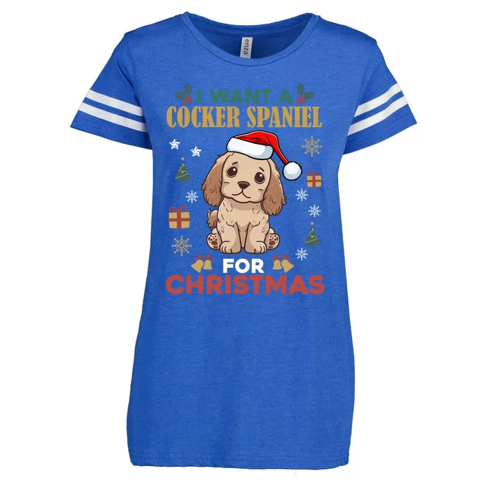 I Want A Cocker Spaniel For Christmas Cute Dog Lover Pajama Great Gift Enza Ladies Jersey Football T-Shirt