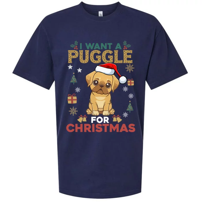 I Want A Puggle For Christmas Cute Dog Lover Family Pajama Gift Sueded Cloud Jersey T-Shirt